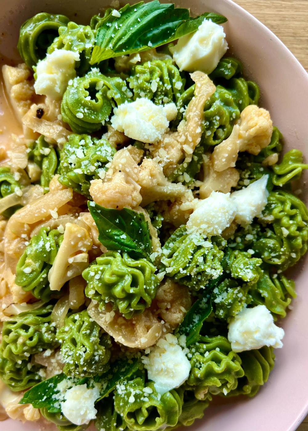 Basil Radiatori with Spicy Cauliflower Stracotto